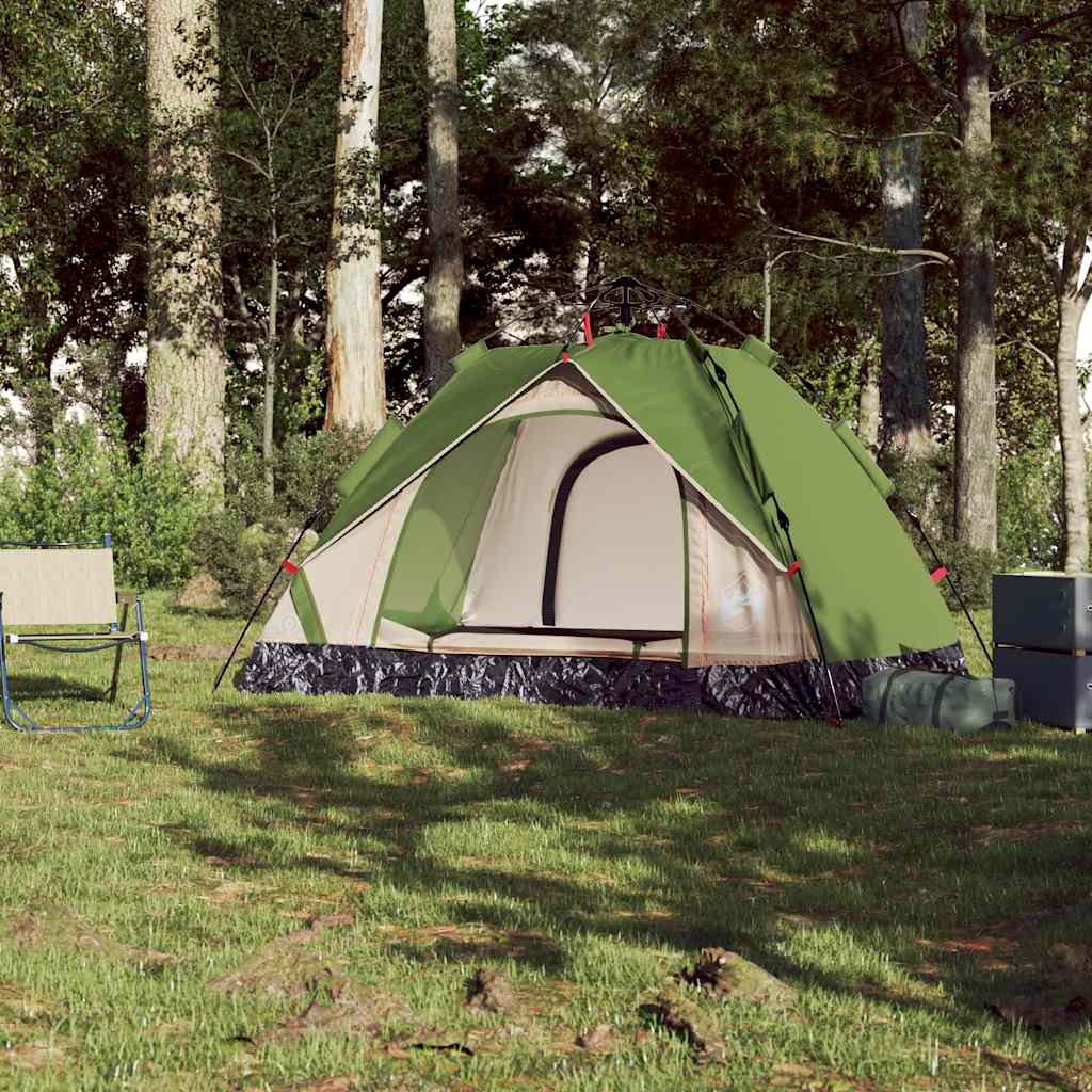 Kuppeltelt For Camping 2 Personer Grønn Hurtigutløser