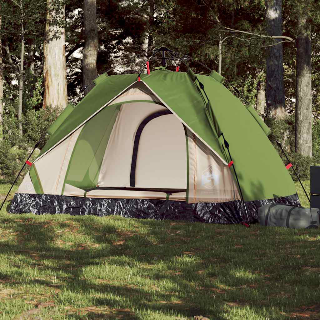 Kuppeltelt For Camping 2 Personer Grønn Hurtigutløser