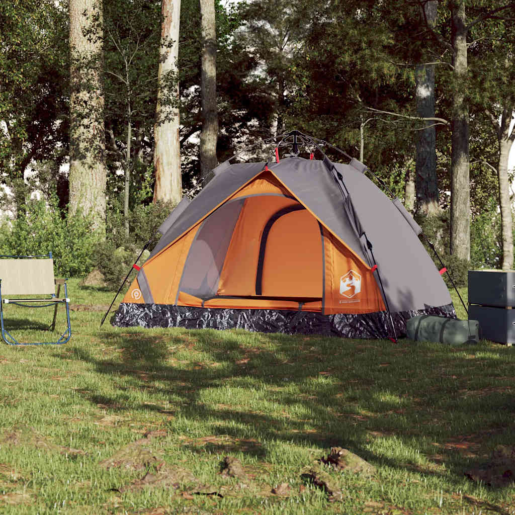 Campingtelt 2 Personer Grå Og Oransje Hurtigutløser