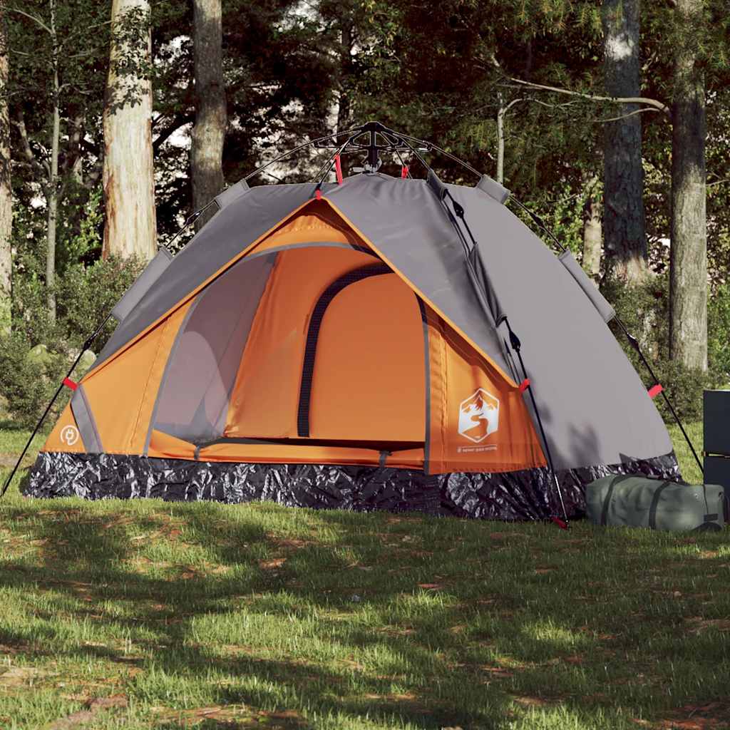 Campingtelt 2 Personer Grå Og Oransje Hurtigutløser