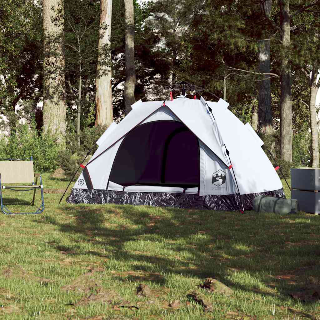 Campingtelt 2 Personer Hvit Blendingsstoff Hurtigutløser