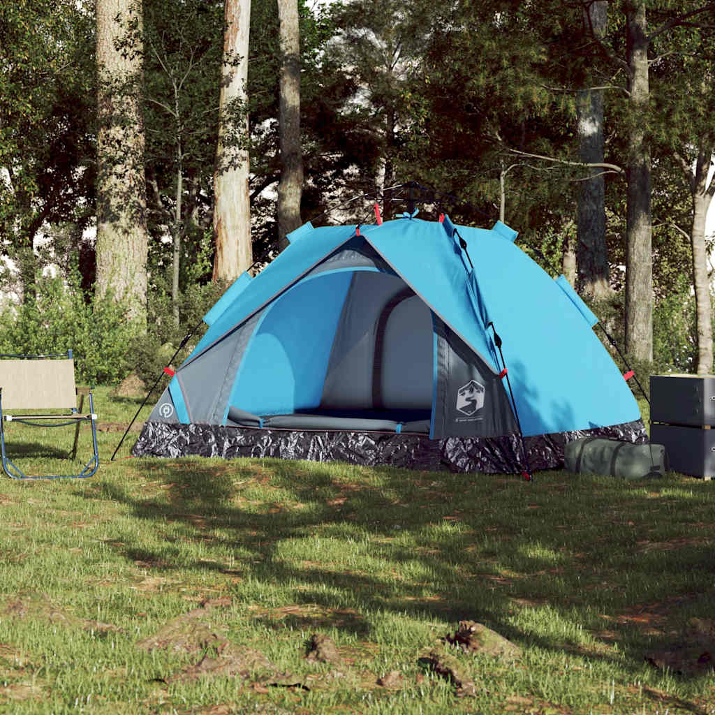 Campingtelt 3 Personer Blå Hurtigutløser