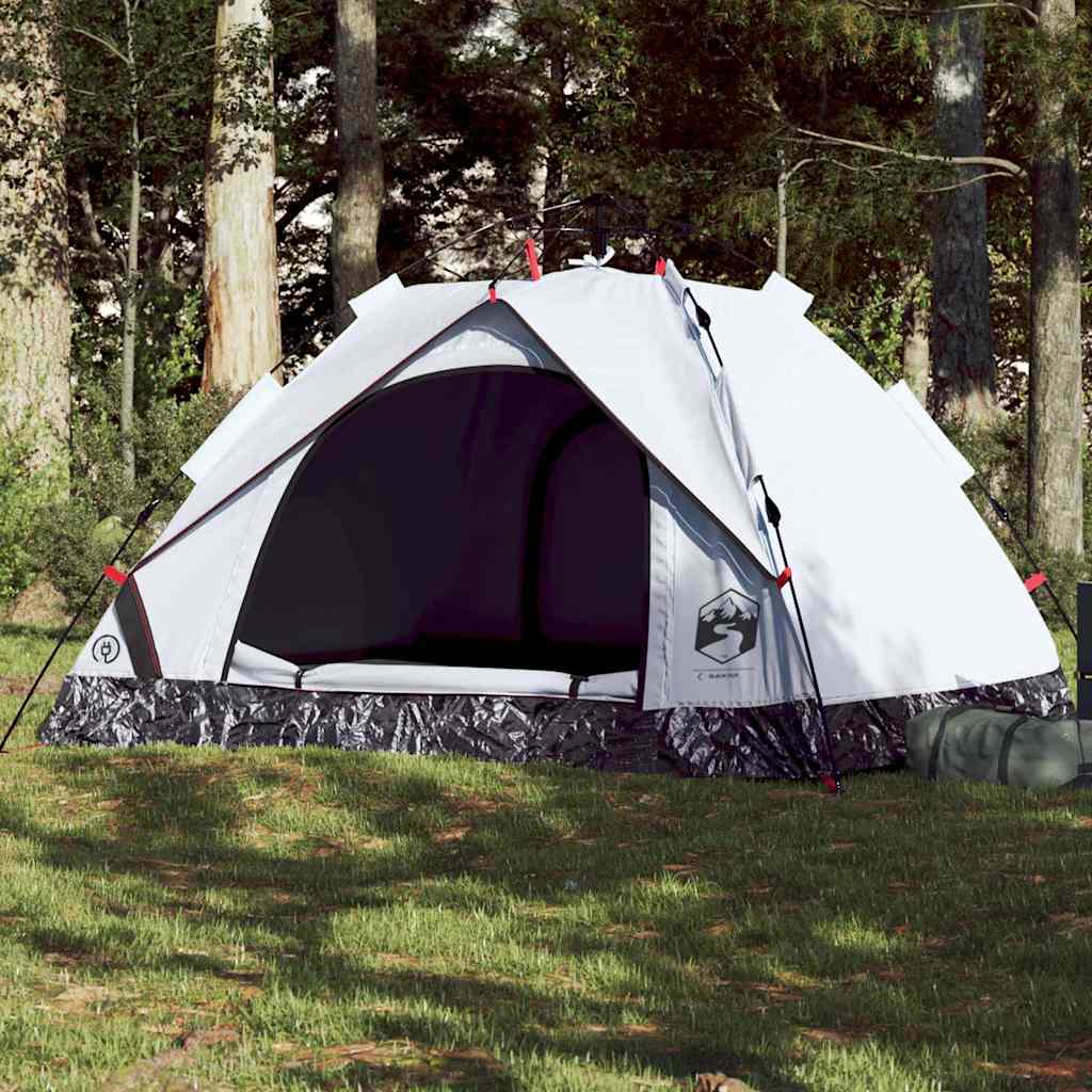 Campingtelt 3 Personer Hvit Blendingsstoff Hurtigutløser