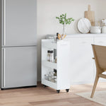 Sidebord Med Hjul Hvit 60X22X79 Cm Konstruert Tre