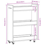 Sidebord Med Hjul Hvit 60X22X79 Cm Konstruert Tre