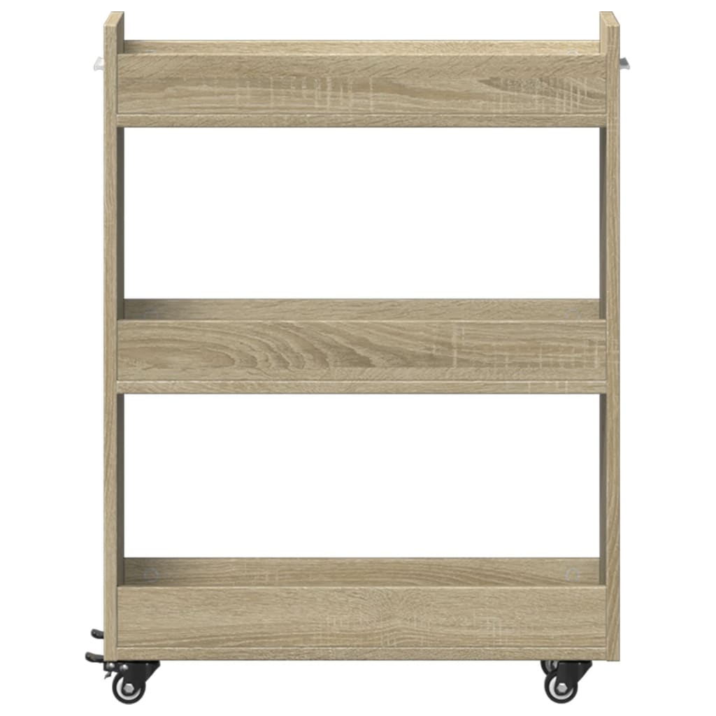 Sidebord Med Hjul Sonoma Eik 60X22X79 Cm Konstruert Tre