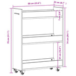 Sidebord Med Hjul Sonoma Eik 60X22X79 Cm Konstruert Tre