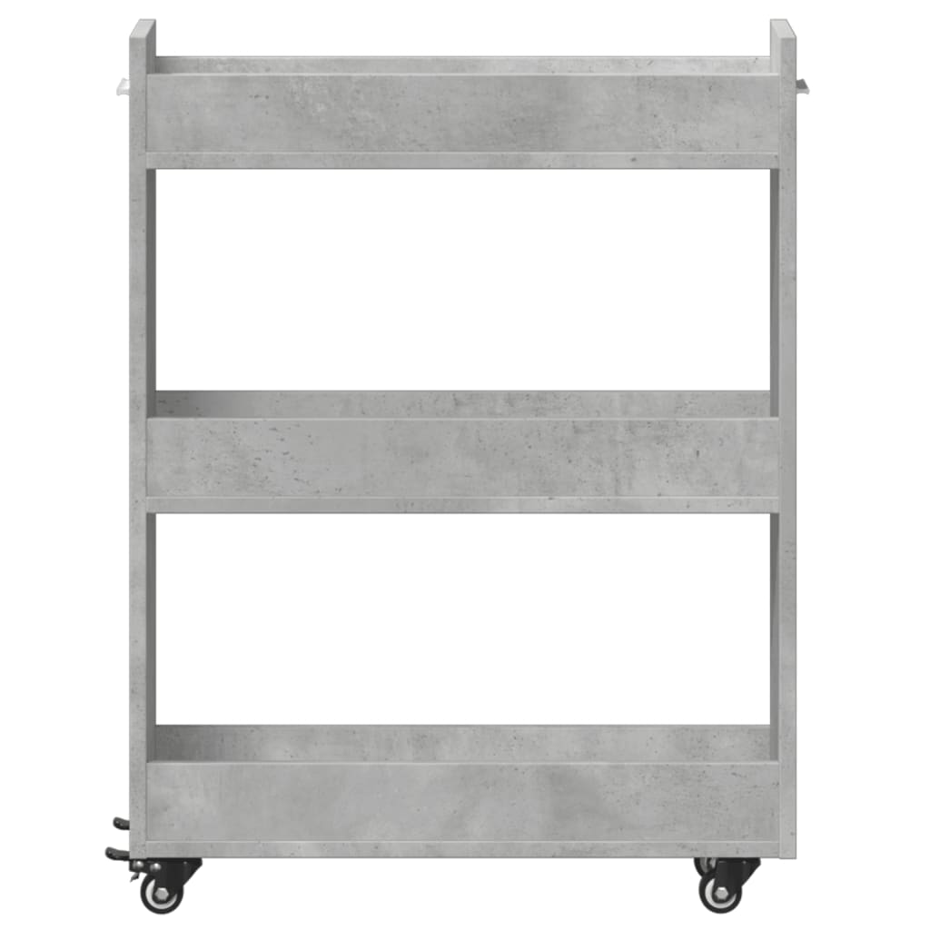 Sidebord Med Hjul Betonggrå 60X22X79 Cm Konstruert Tre