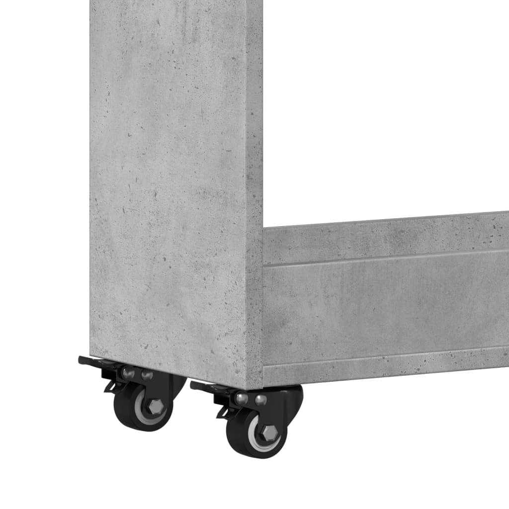 Sidebord Med Hjul Betonggrå 60X22X79 Cm Konstruert Tre