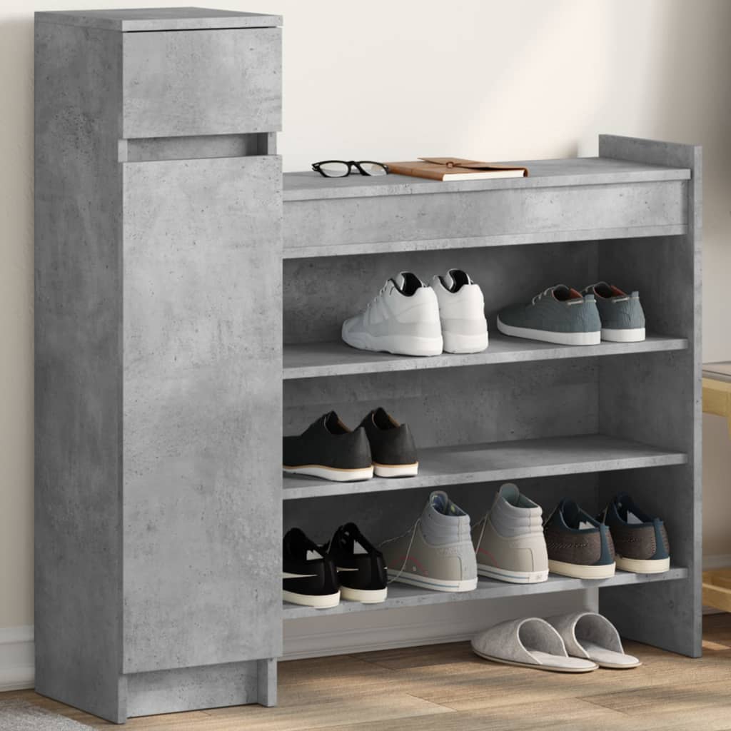 Skohylle Betonggrå 100,5X28X100 Cm Konstruert Tre
