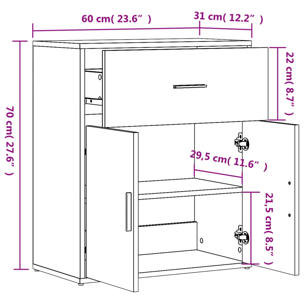 Skjenk Røkt Eik 60X31X70 Cm Konstruert Tre