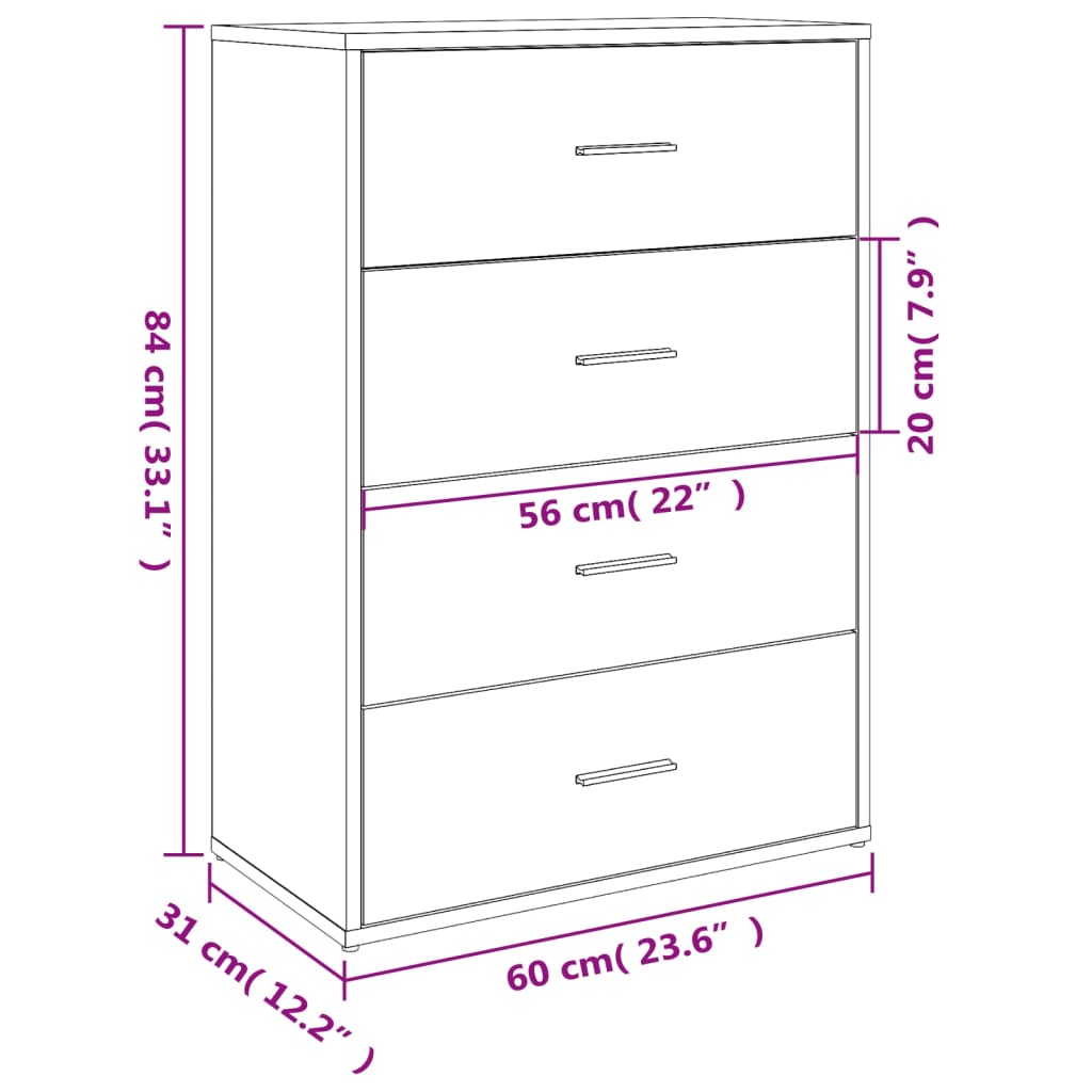 Skjenk Hvit 60X31X84 Cm Konstruert Tre