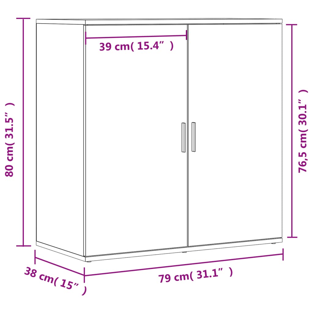 Skjenk Hvit 79X38X80 Cm Konstruert Tre