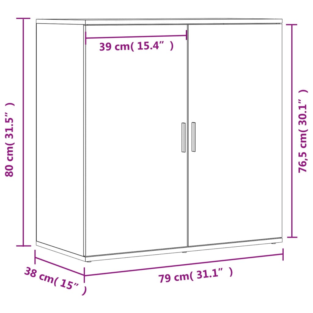 Skjenk Sonoma Eik 79X38X80 Cm Konstruert Tre