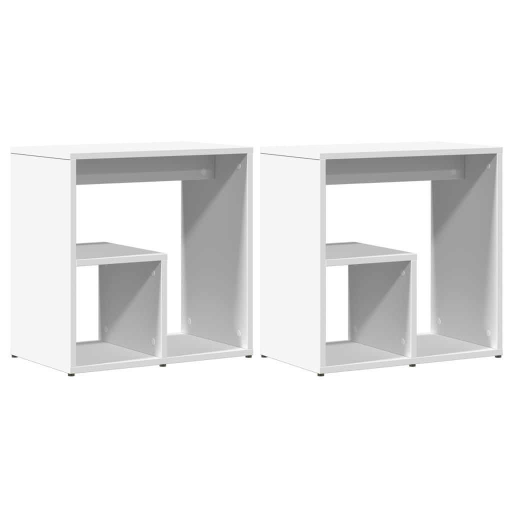 Sidebord 2 Stk Hvit 50X30X50 Cm Konstruert Tre