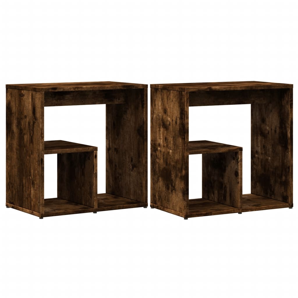 Sidebord 2 Stk Røkt Eik 50X30X50 Cm Konstruert Tre