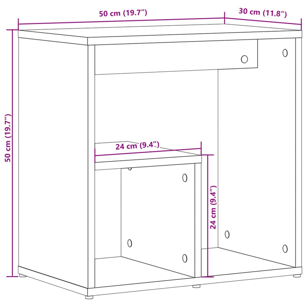 Sidebord 2 Stk Brun 50X30X50 Cm Konstruert Tre