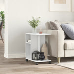 Sidebord Med Hjul Hvit 50X30X55 Cm Konstruert Tre