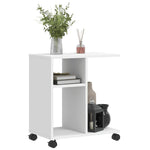 Sidebord Med Hjul Hvit 50X30X55 Cm Konstruert Tre