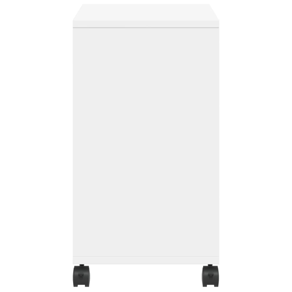 Sidebord Med Hjul Hvit 50X30X55 Cm Konstruert Tre