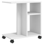 Sidebord Med Hjul Hvit 50X30X55 Cm Konstruert Tre