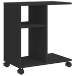 Sidebord Med Hjul Svart 50X30X55 Cm Konstruert Tre