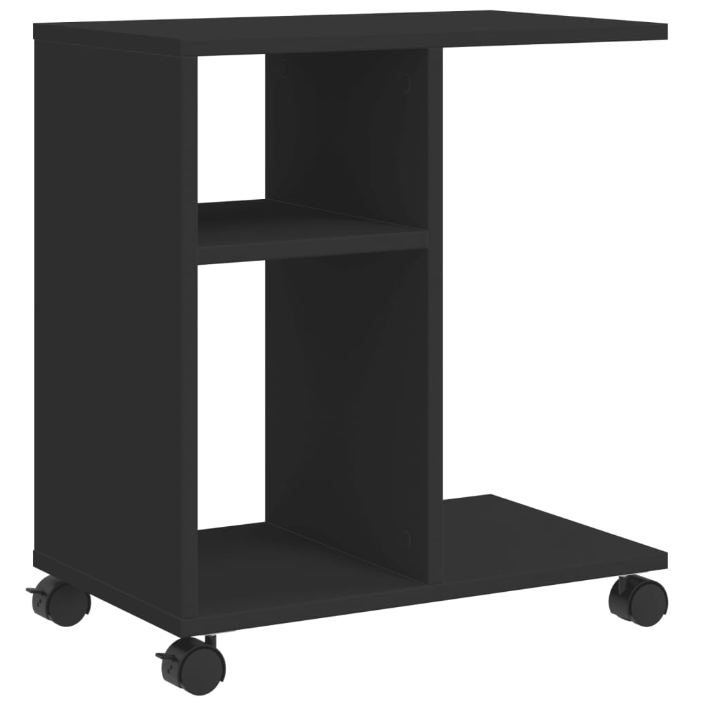 Sidebord Med Hjul Svart 50X30X55 Cm Konstruert Tre