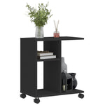 Sidebord Med Hjul Svart 50X30X55 Cm Konstruert Tre