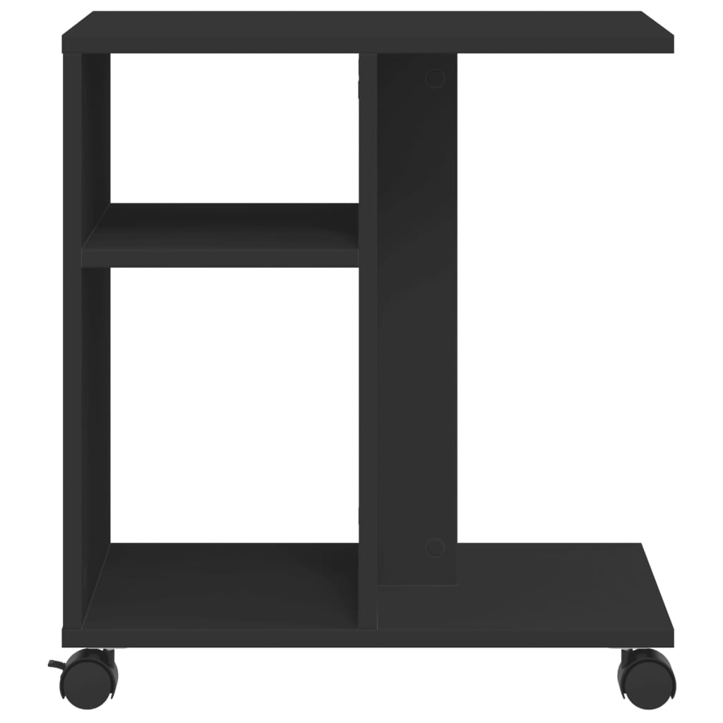 Sidebord Med Hjul Svart 50X30X55 Cm Konstruert Tre