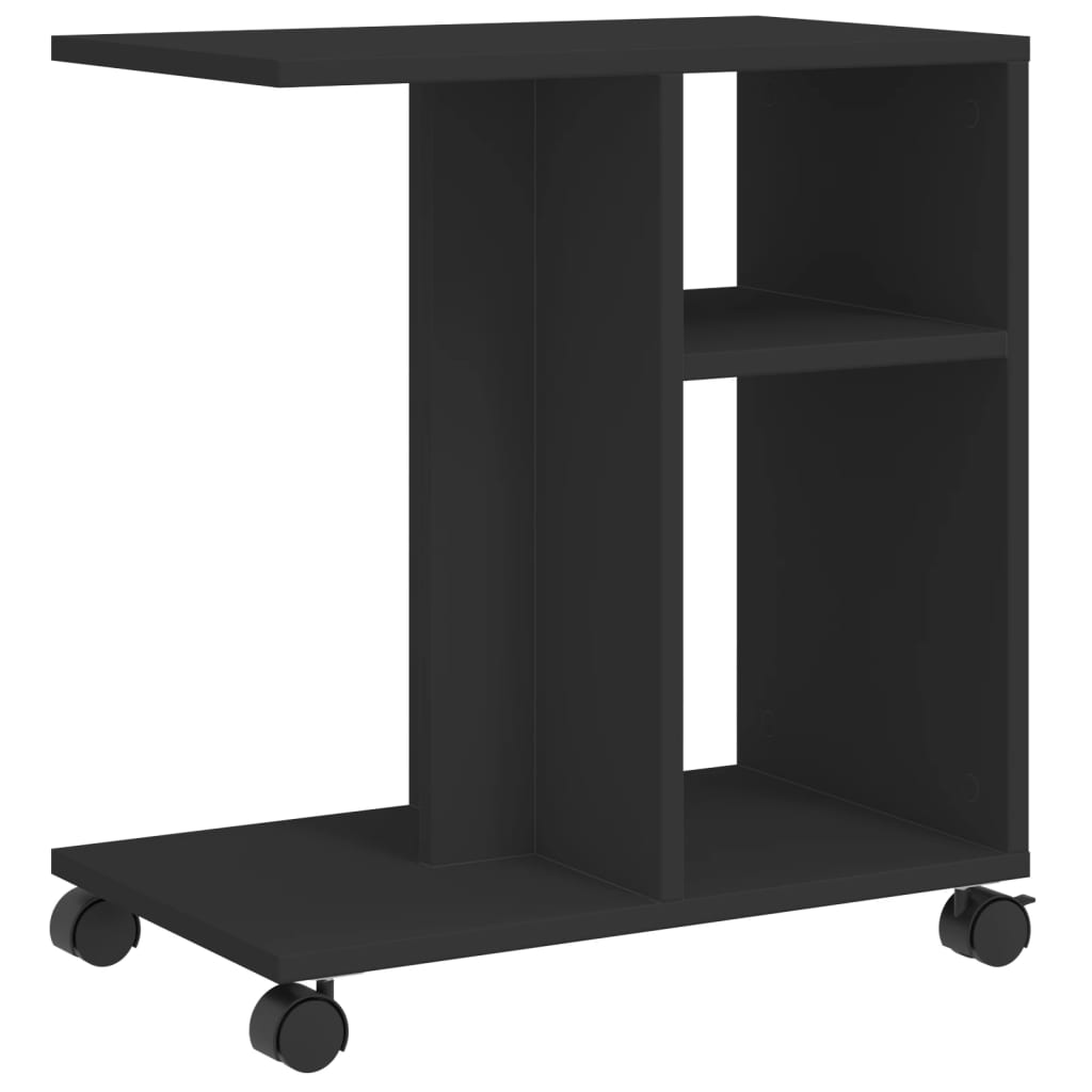 Sidebord Med Hjul Svart 50X30X55 Cm Konstruert Tre