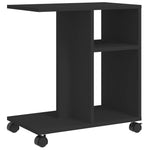 Sidebord Med Hjul Svart 50X30X55 Cm Konstruert Tre