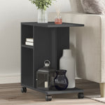 Sidebord Med Hjul Svart 50X30X55 Cm Konstruert Tre