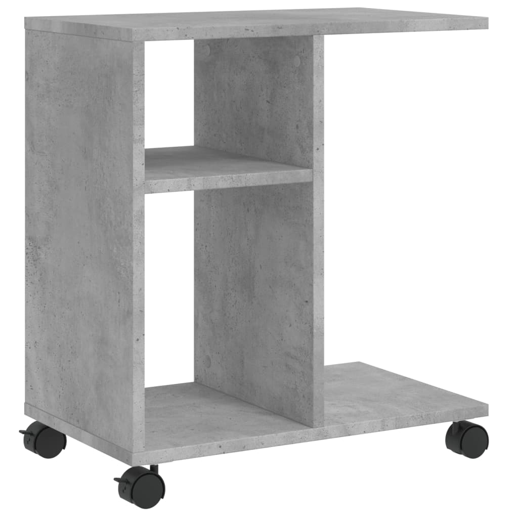 Sidebord Med Hjul Betonggrå 50X30X55 Cm Konstruert Tre