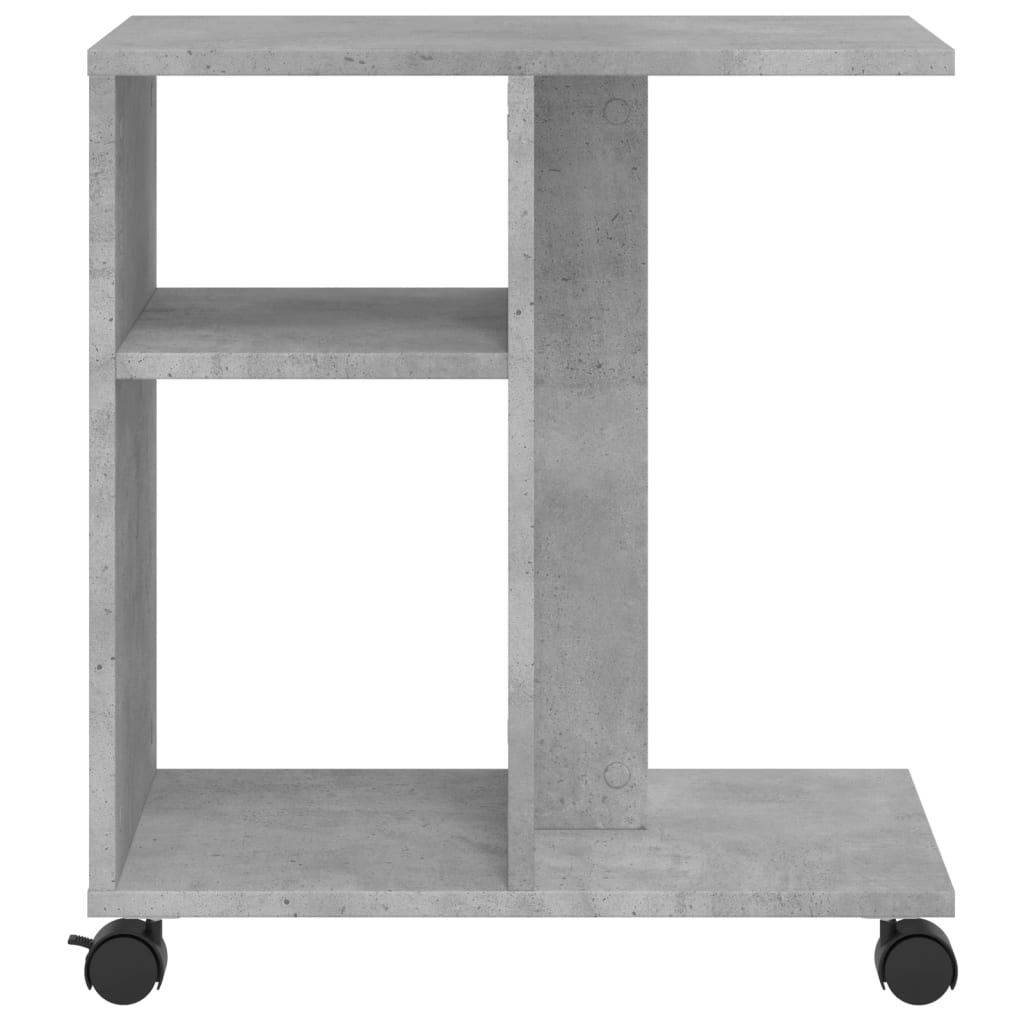 Sidebord Med Hjul Betonggrå 50X30X55 Cm Konstruert Tre