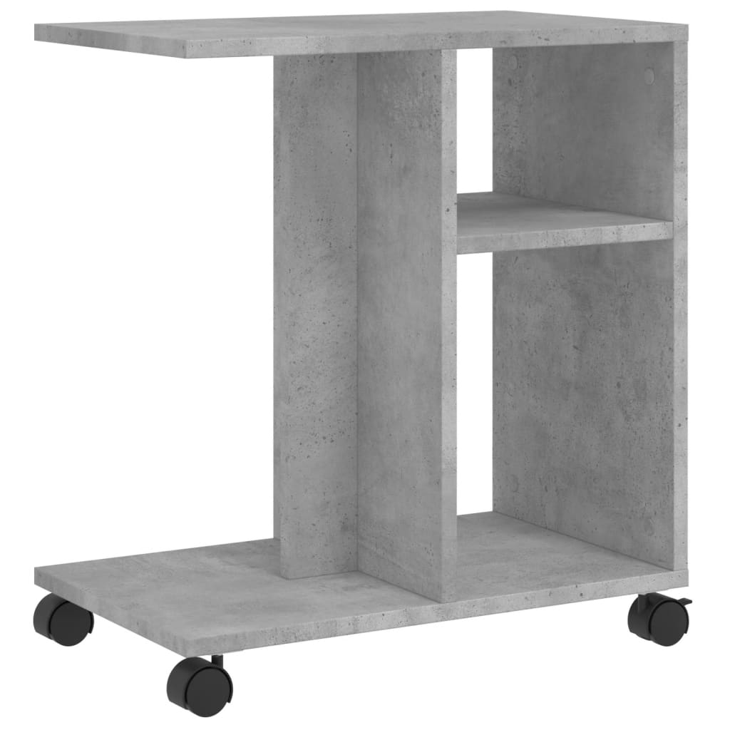 Sidebord Med Hjul Betonggrå 50X30X55 Cm Konstruert Tre