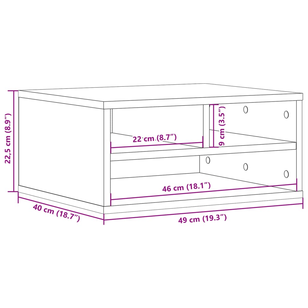 Skriverbord Røkt Eik 49X40X22,5 Cm Konstruert Tre