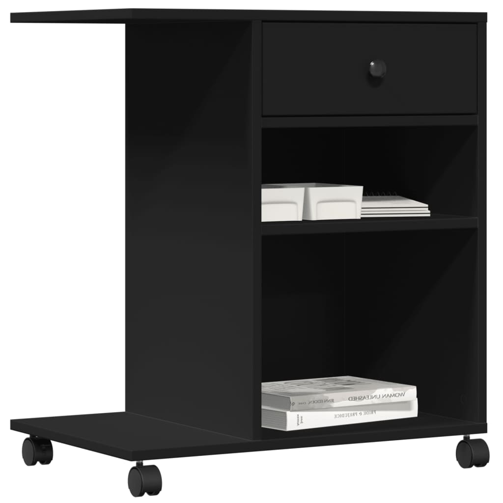 Skriverstativ Med Hjul Svart 60X40X68,5 Cm