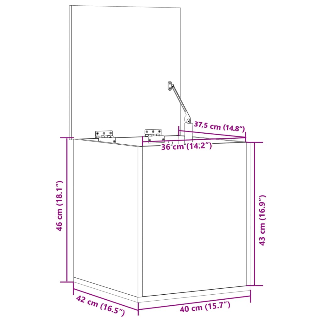 Oppbevaringsboks Sonoma Eik 40X42X46 Cm Konstruert Tre