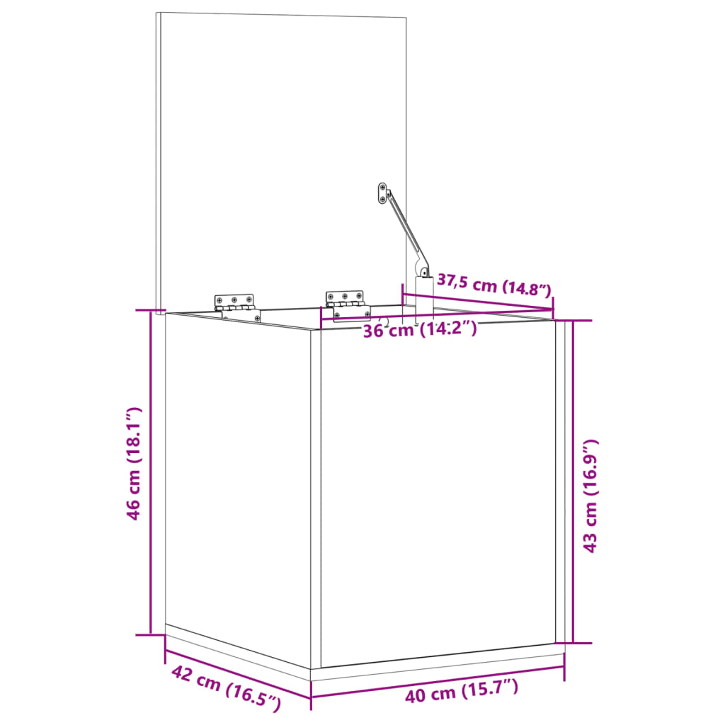 Oppbevaringsboks Betonggrå 40X42X46 Cm Konstruert Tre