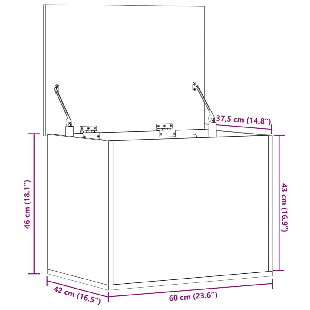 Oppbevaringsboks Røkt Eik 60X42X46 Cm Konstruert Tre
