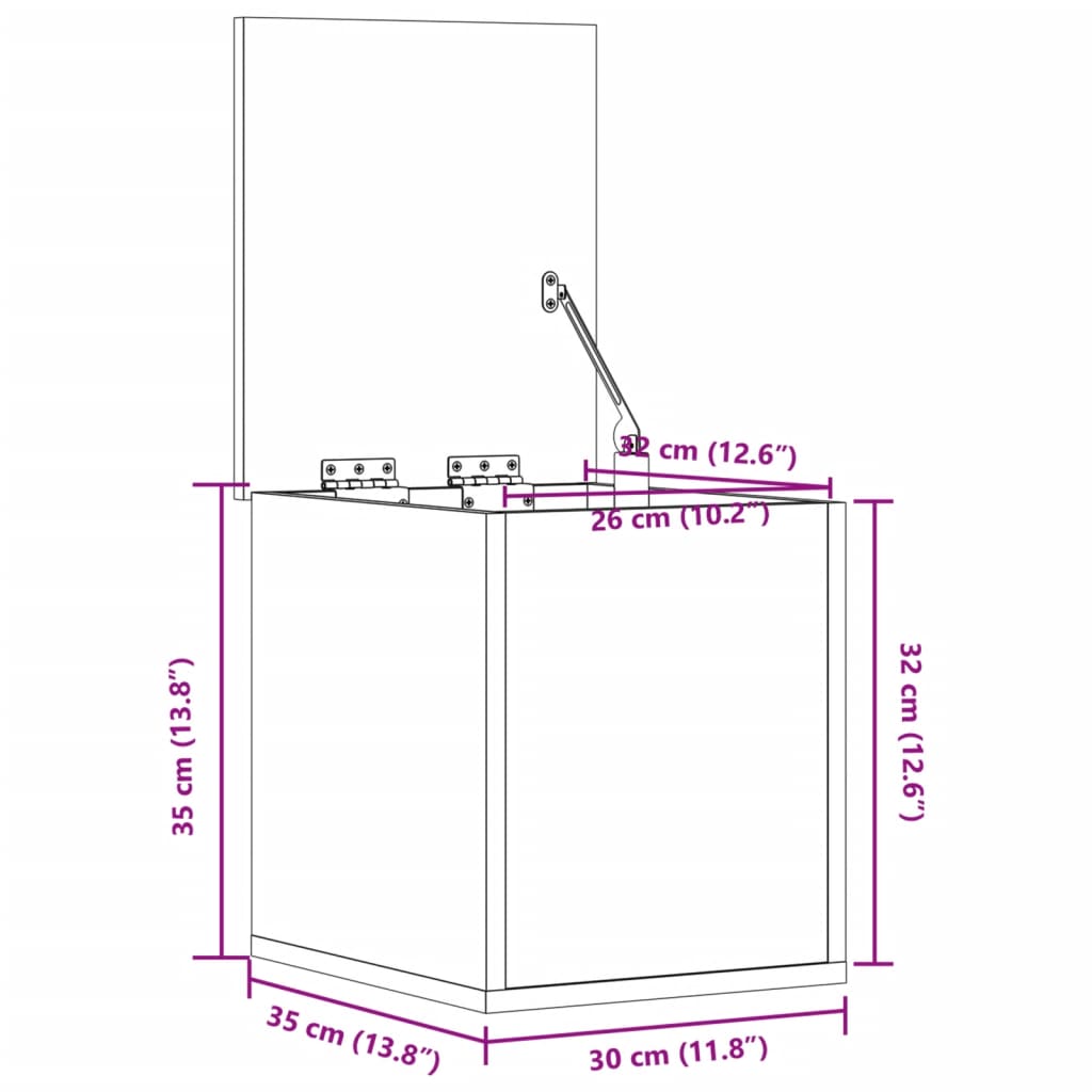 Oppbevaringsboks Svart 30X35X35 Cm Konstruert Tre
