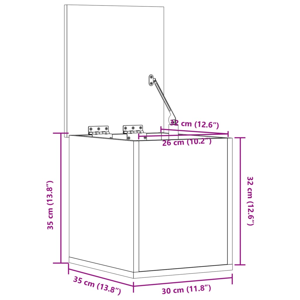 Oppbevaringsboks Sonoma Eik 30X35X35 Cm Konstruert Tre