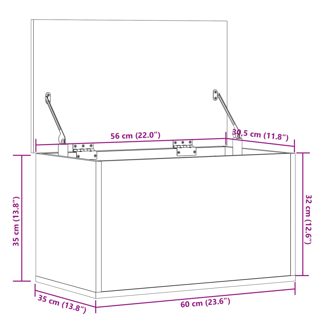 Oppbevaringsboks Sonoma Eik 60X35X35 Cm Konstruert Tre