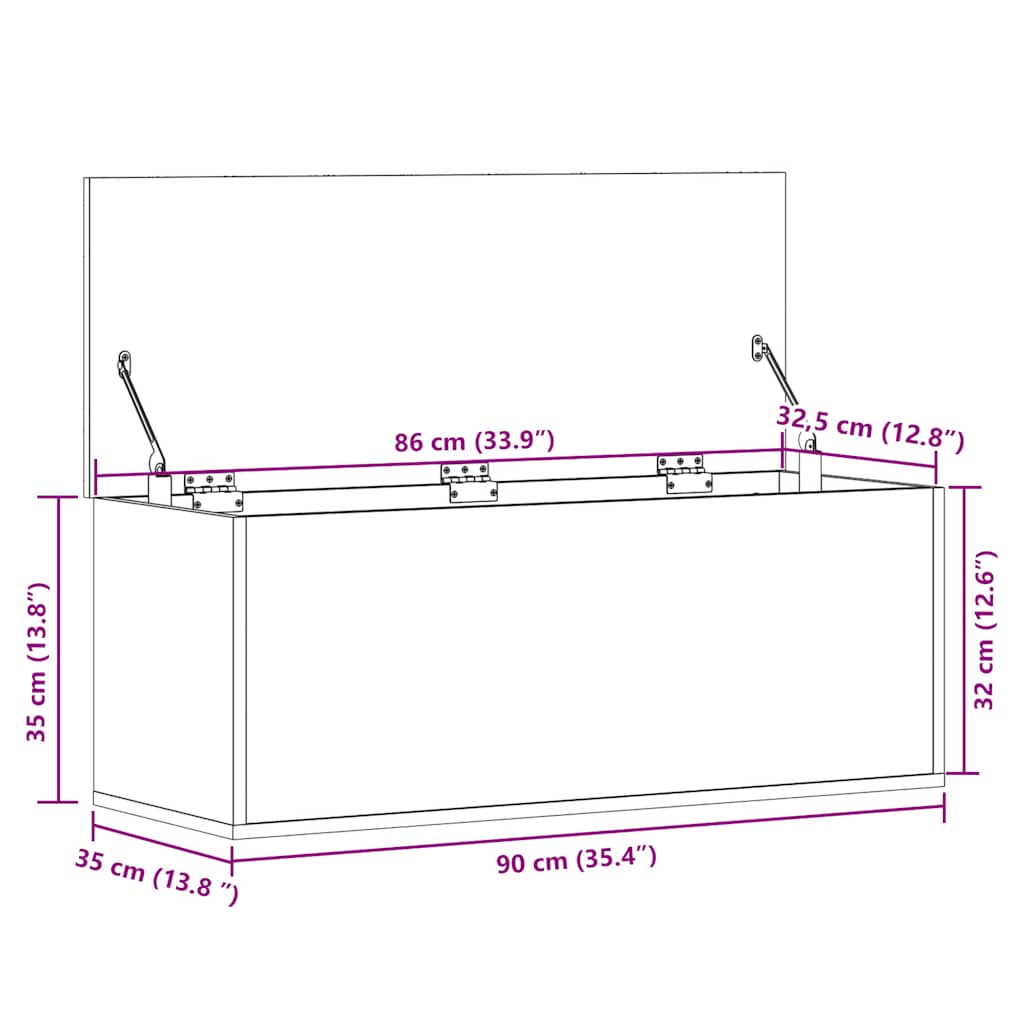 Oppbevaringsboks Betonggrå 90X35X35 Cm Konstruert Tre