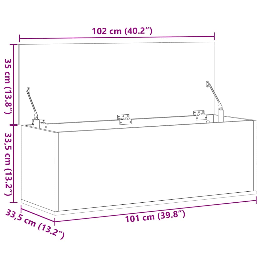 Oppbevaringsboks Sonoma Eik 102X35X35 Cm Konstruert Tre