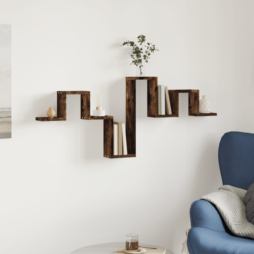 Vegghylle Røkt Eik 104,5X10X43 Cm Konstruert Tre