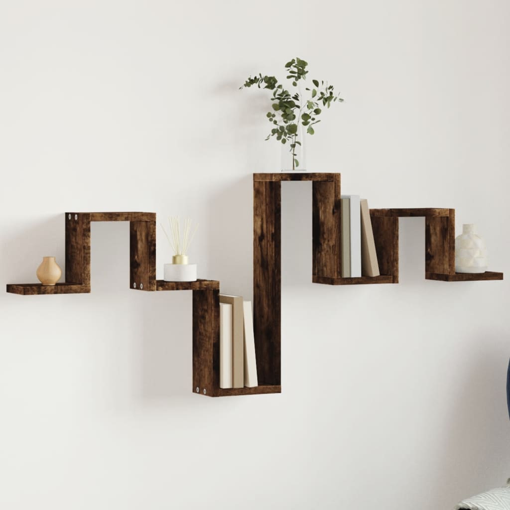Vegghylle Røkt Eik 104,5X10X43 Cm Konstruert Tre