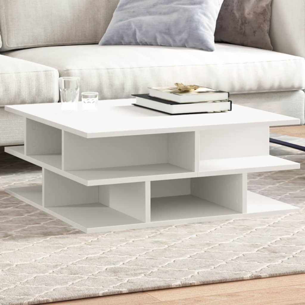 Sofabord Hvit 70X70X29 Cm Konstruert Tre