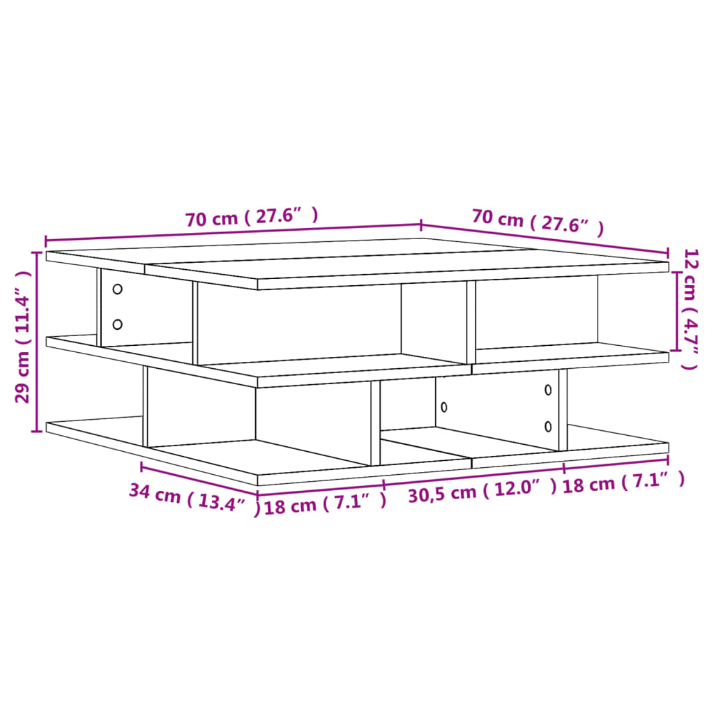 Salongbord Svart 70X70X29 Cm Konstruert Tre