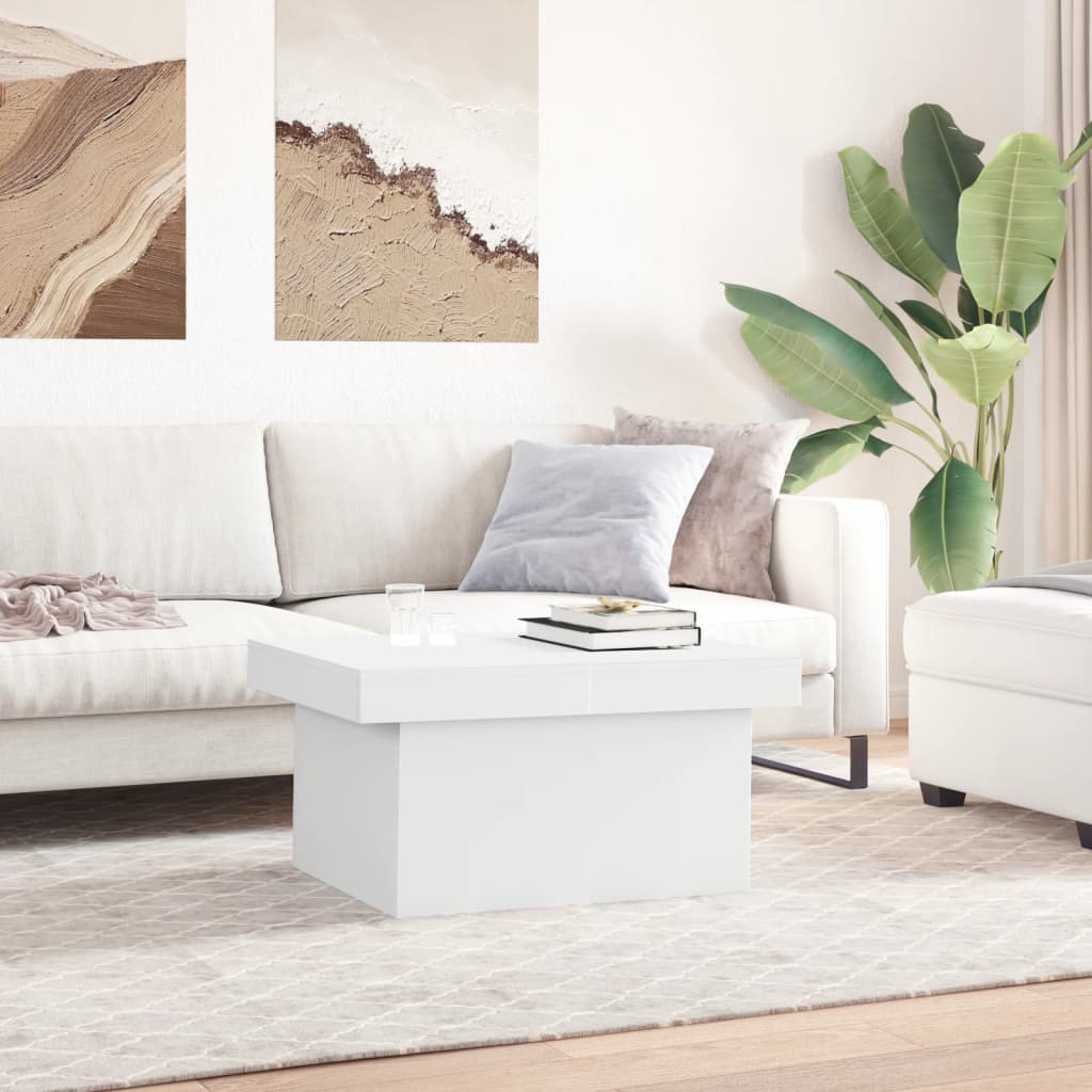 Salongbord Hvit 80X55X40 Cm Konstruert Tre